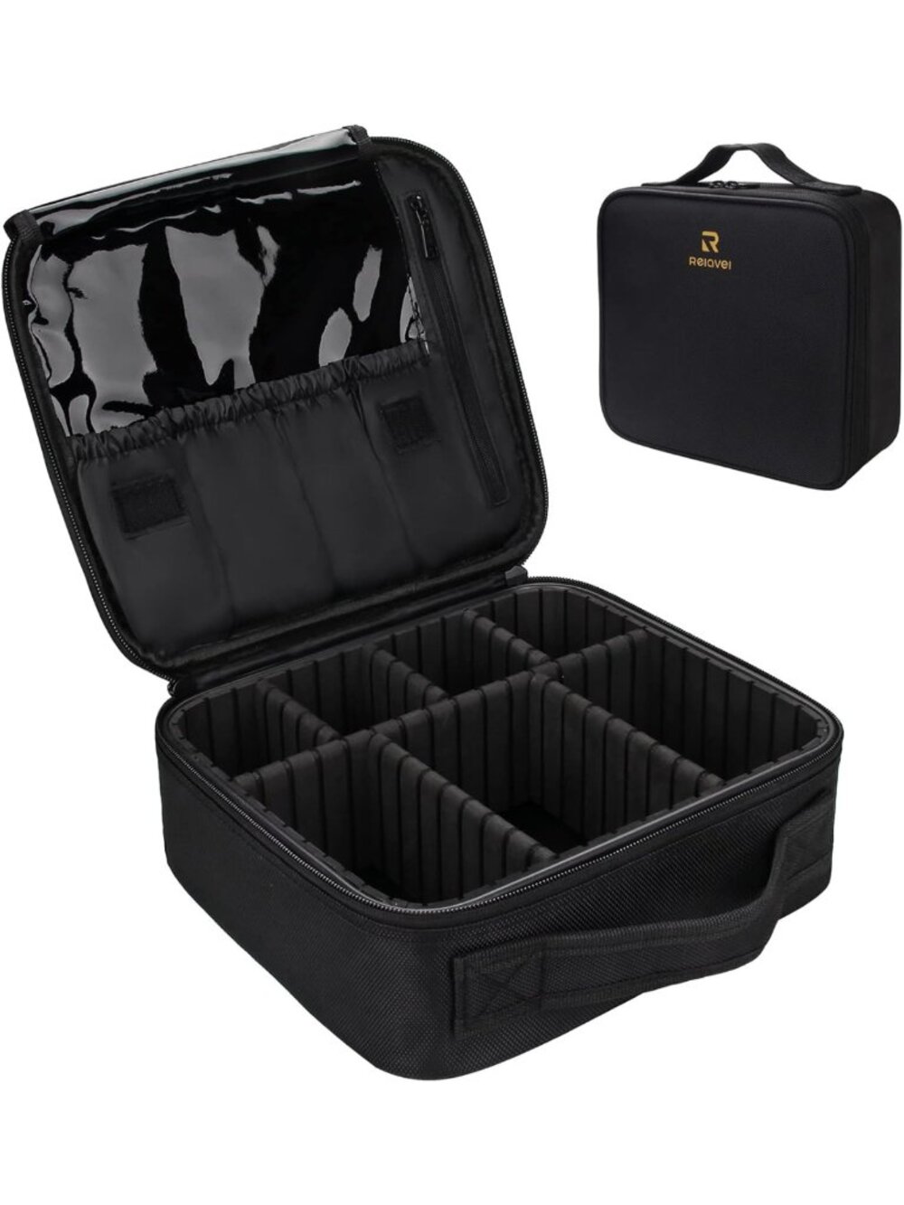 Portable Travel Makeup Organizer Case with Adjustable Dividers for Cosmetics